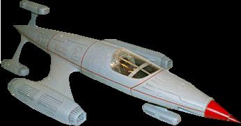 PIC ONE OF FLYJT AERO-SPACE FIGHTER. THIS ONE HAS A NUCLEAR MISSILE (FIXED NEAR THE NOSE).